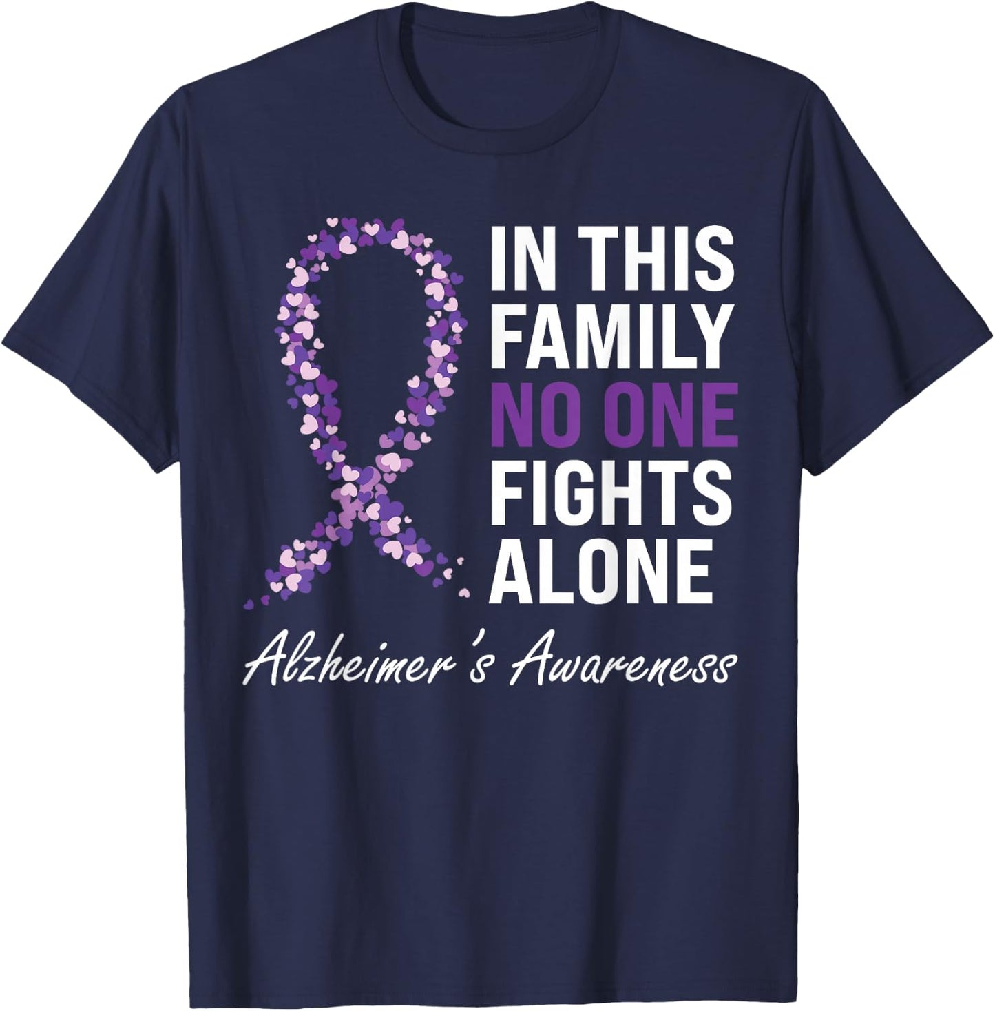Alzheimer's Awareness Purple Ribbon Dementia Mom Dad Grandpa T-Shirt - T-Shirt | Navy