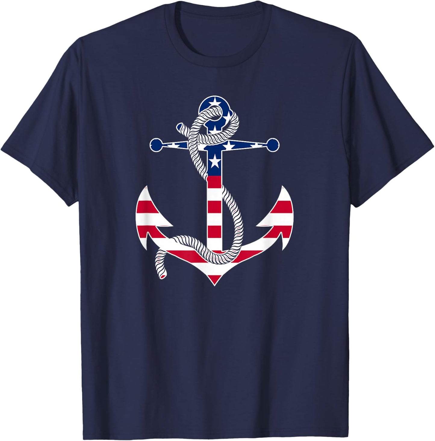 American Flag Patriotic Anchor - Memorial Day 4th of July T-Shirt - T-Shirt | Navy