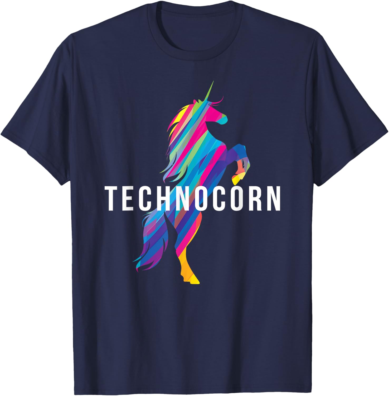 Technocorn I Electronic Raver Music DJ Festival Unicorn T-Shirt - T-Shirt | Navy