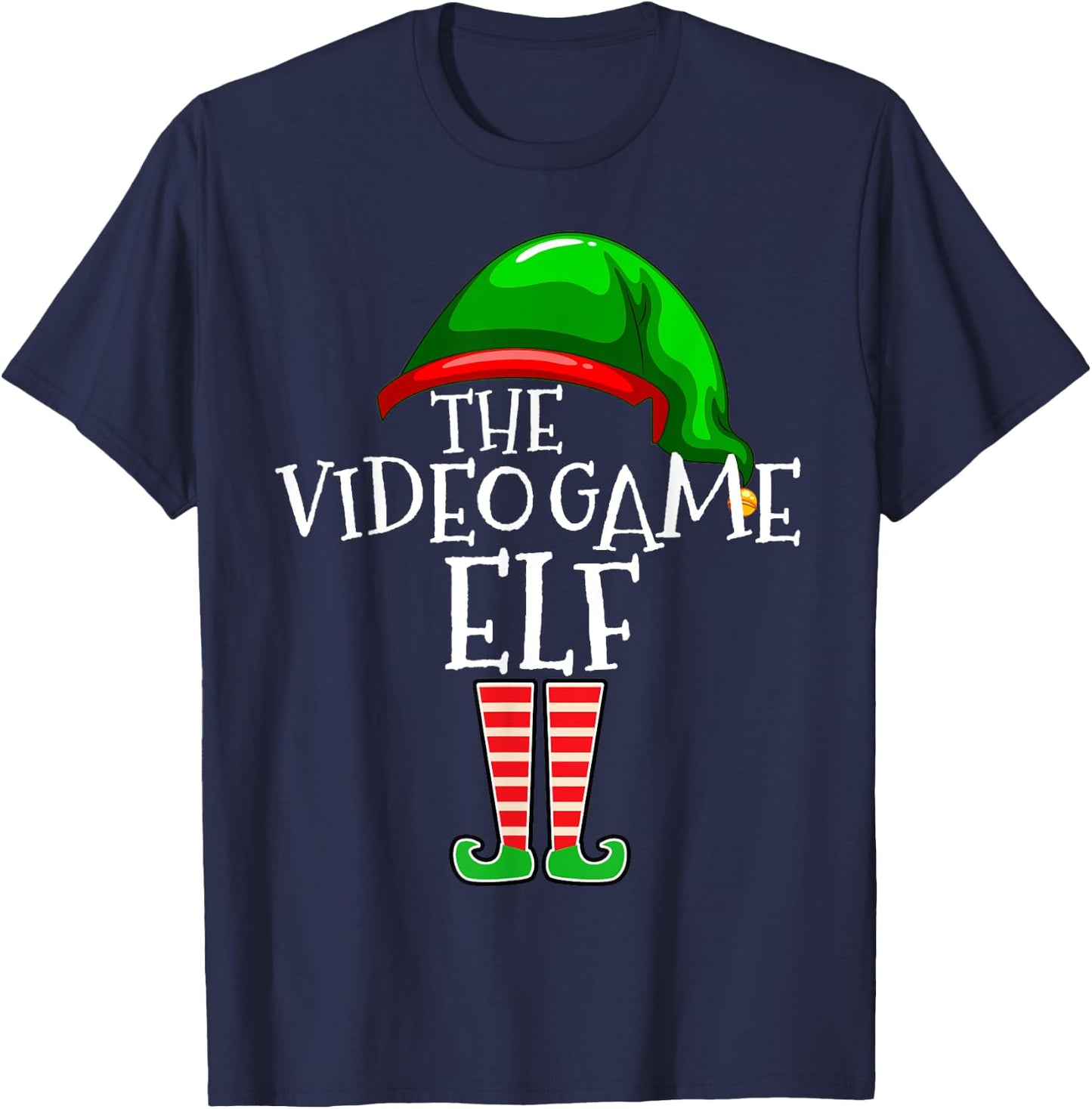Video Game Elf Group Matching Family Christmas Gamer T-Shirt - T-Shirt | Navy