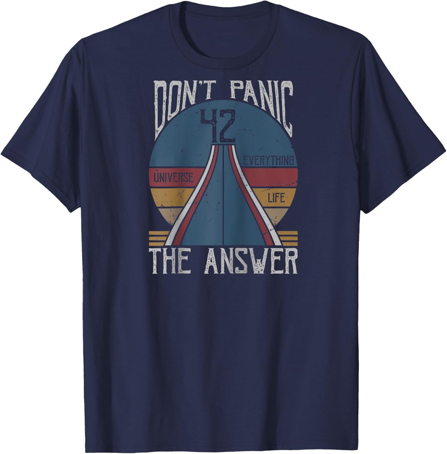 42 Answer to Life The Universe And Everything Don't Panic Raglan Baseball T-Shirt - T-Shirt | Navy