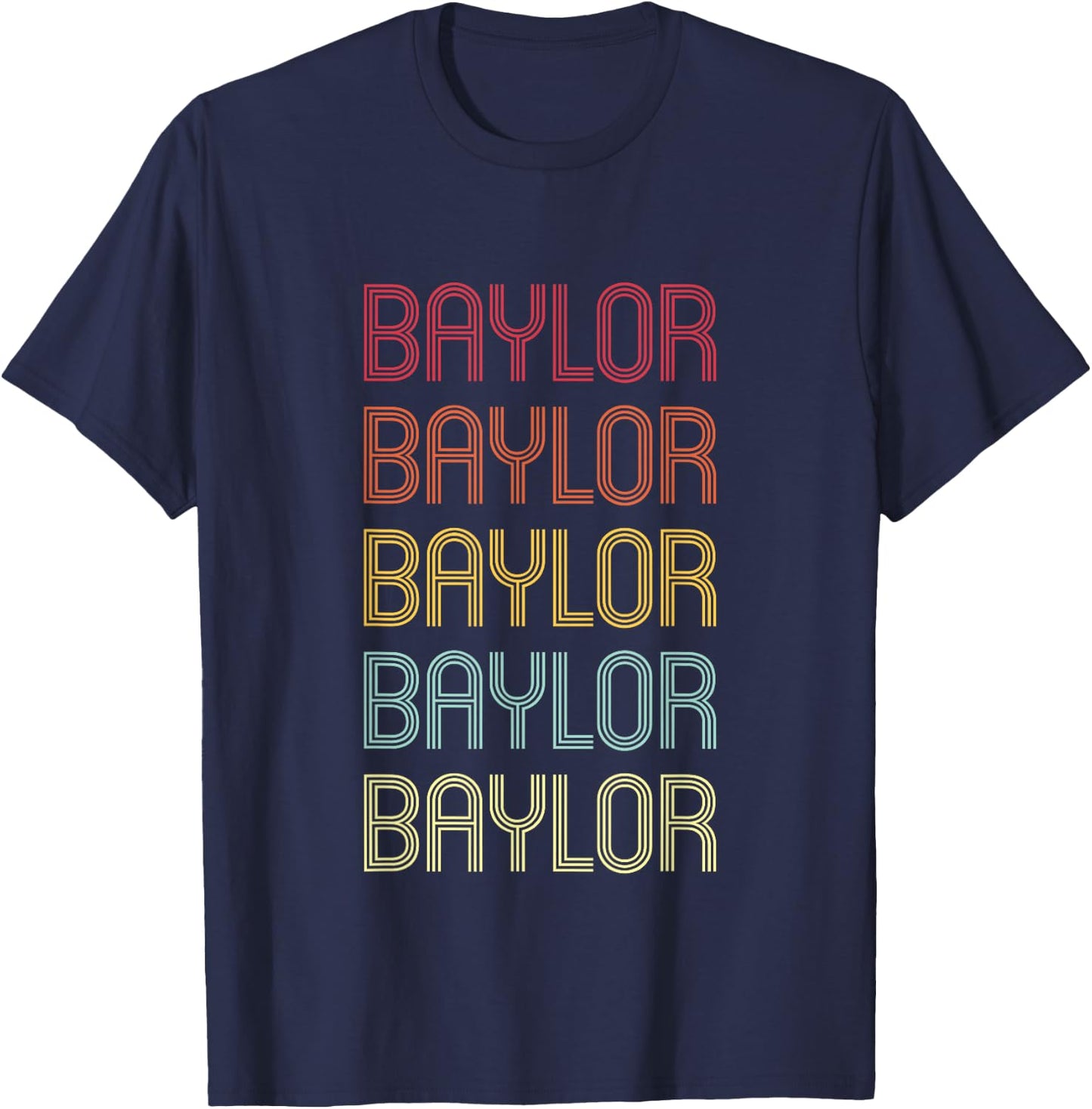 Baylor Retro Wordmark Pattern Vintage Personalized 70s T-Shirt - T-Shirt | Navy
