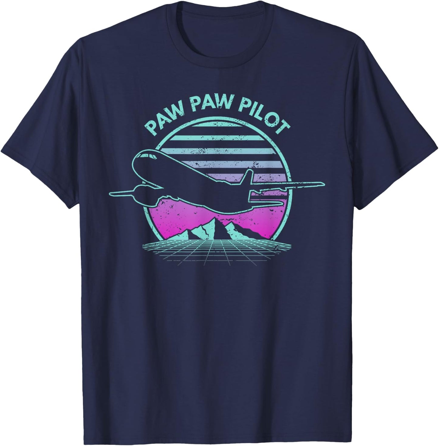 Paw Paw Pilot Father's Day Retro Pilot Aviation T-Shirt - T-Shirt | Navy