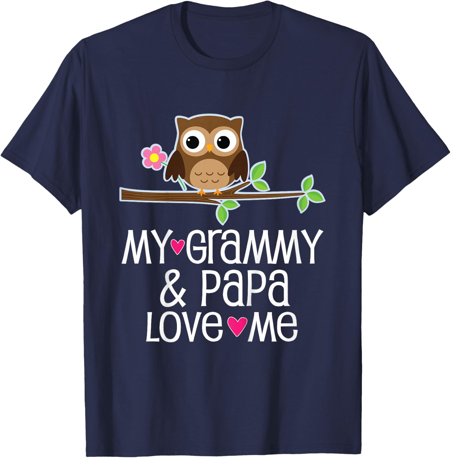 My Grammy and Papa Love Me Granddaughter Owl T-Shirt - T-Shirt | Navy