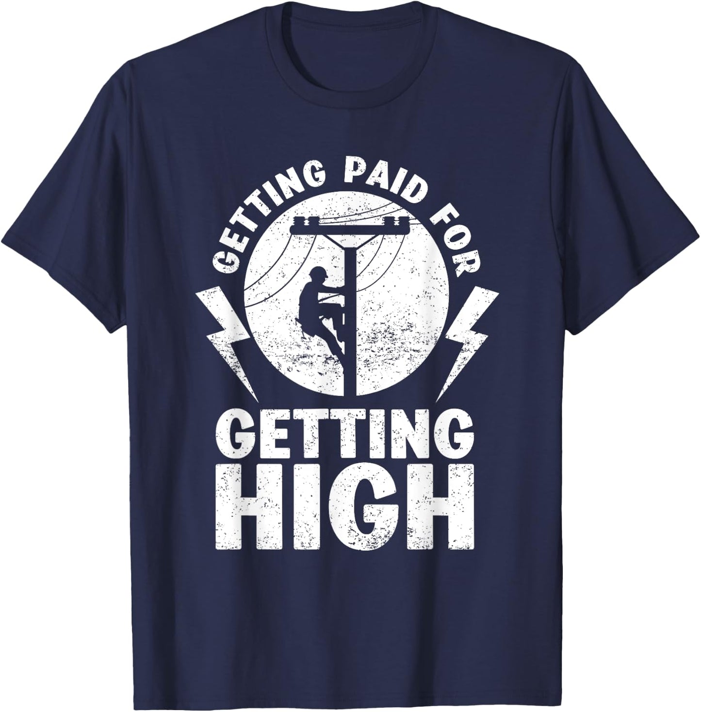 Funny Electrician Gift Electrical Power Lineman Men Boys T-Shirt - T-Shirt | Navy