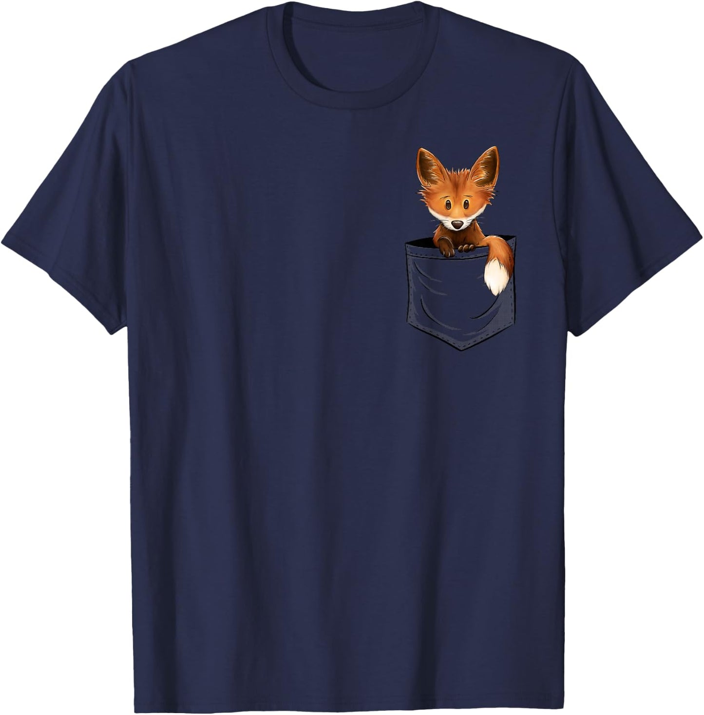 Cute Little Funky Fox In Your Pocket T-Shirt - T-Shirt | Navy
