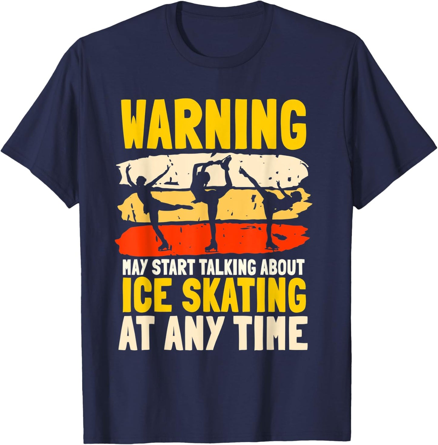 Ice Skating Retro Vintage Ice Skates Skating Sport T-Shirt - T-Shirt | Navy