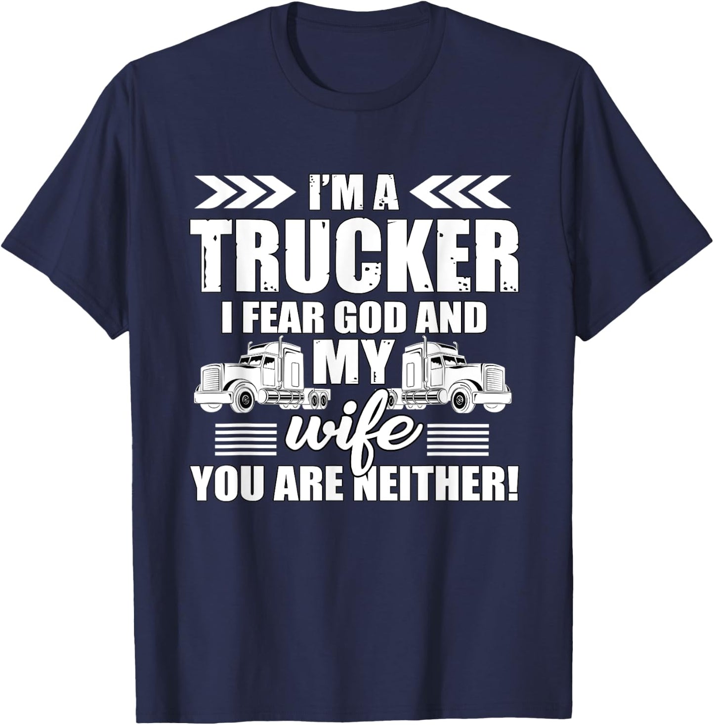 Truck Driver Gift Husbands Semi Big Rig Trucking Trailer T-Shirt - T-Shirt | Navy