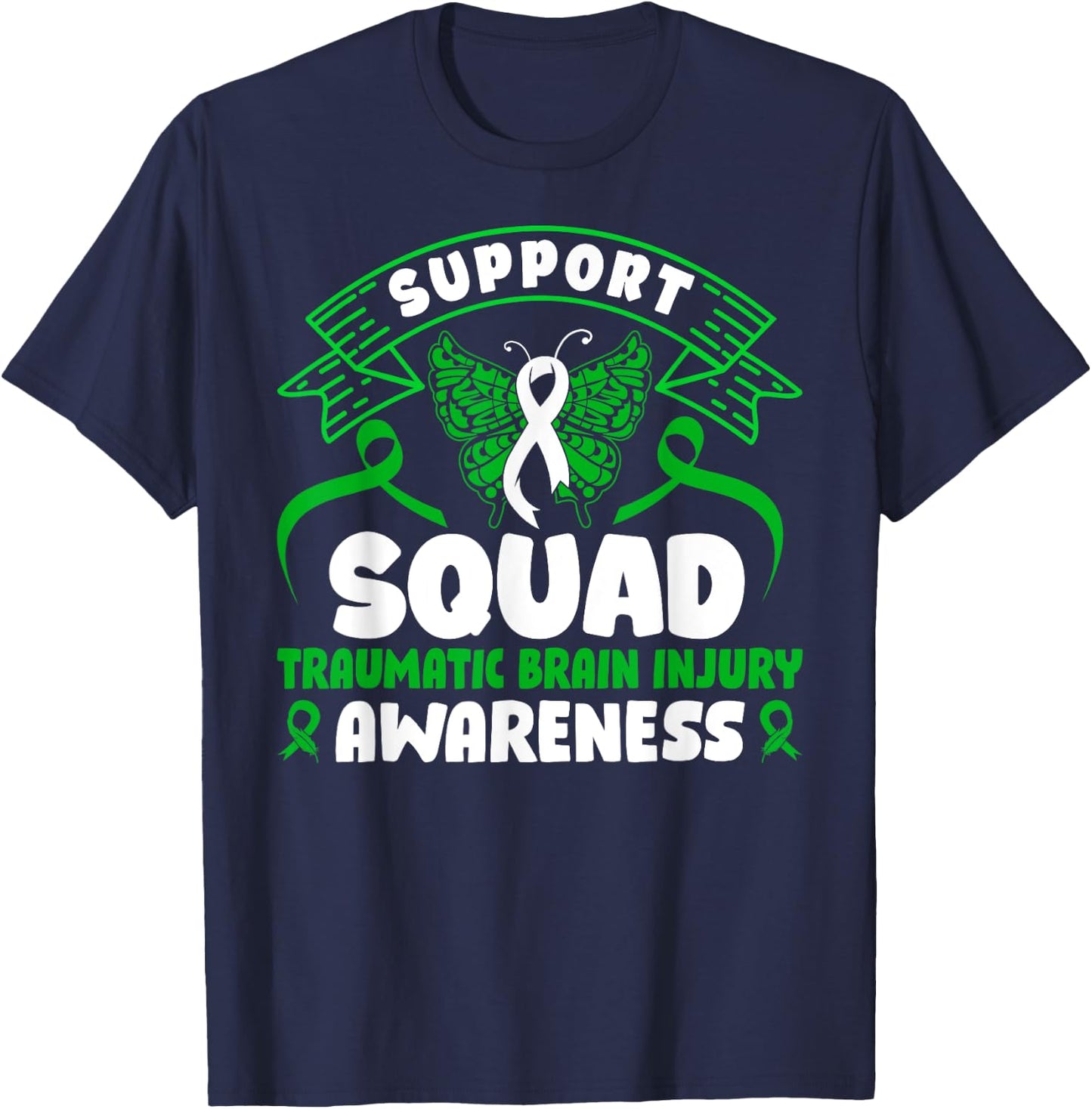 Support TBI Support Squad Traumatic Brain Injury Awareness T-Shirt - T-Shirt | Navy
