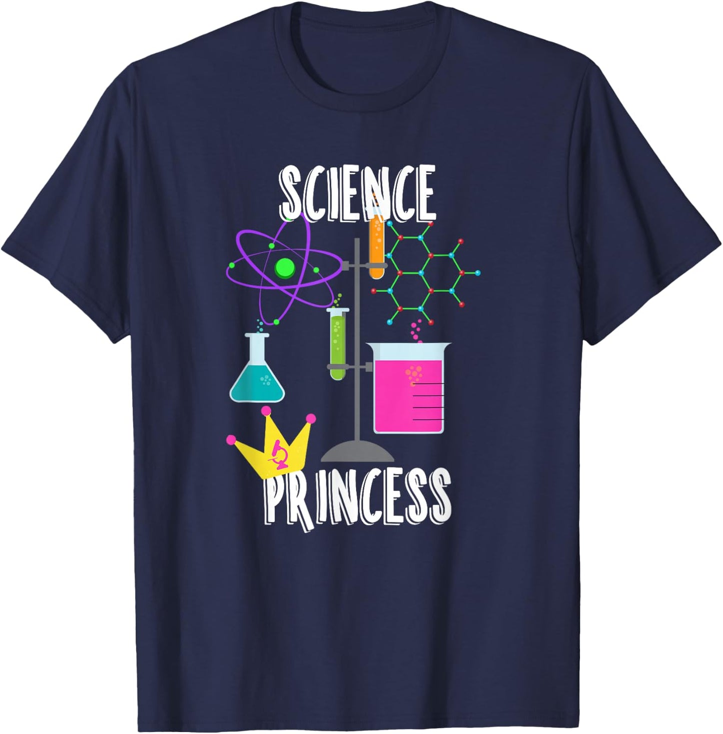 Science Princess Chemistry with Crown T-Shirt - T-Shirt | Navy
