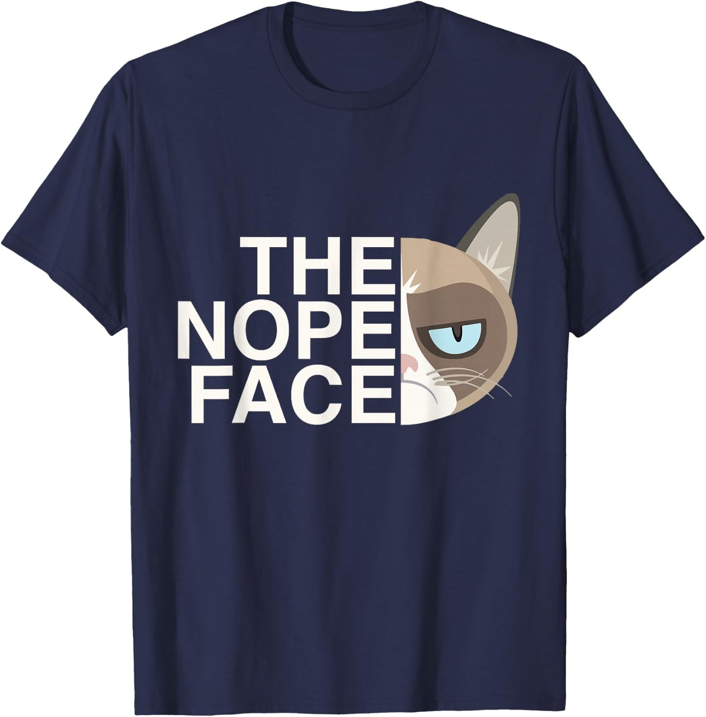 The Nope Face | Funny Lazy Cat Joke & Women T-Shirt - T-Shirt | Navy