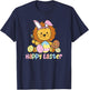 Happy Easter Cute Lion At Easter With Easter Eggs T-Shirt - T-Shirt | Navy