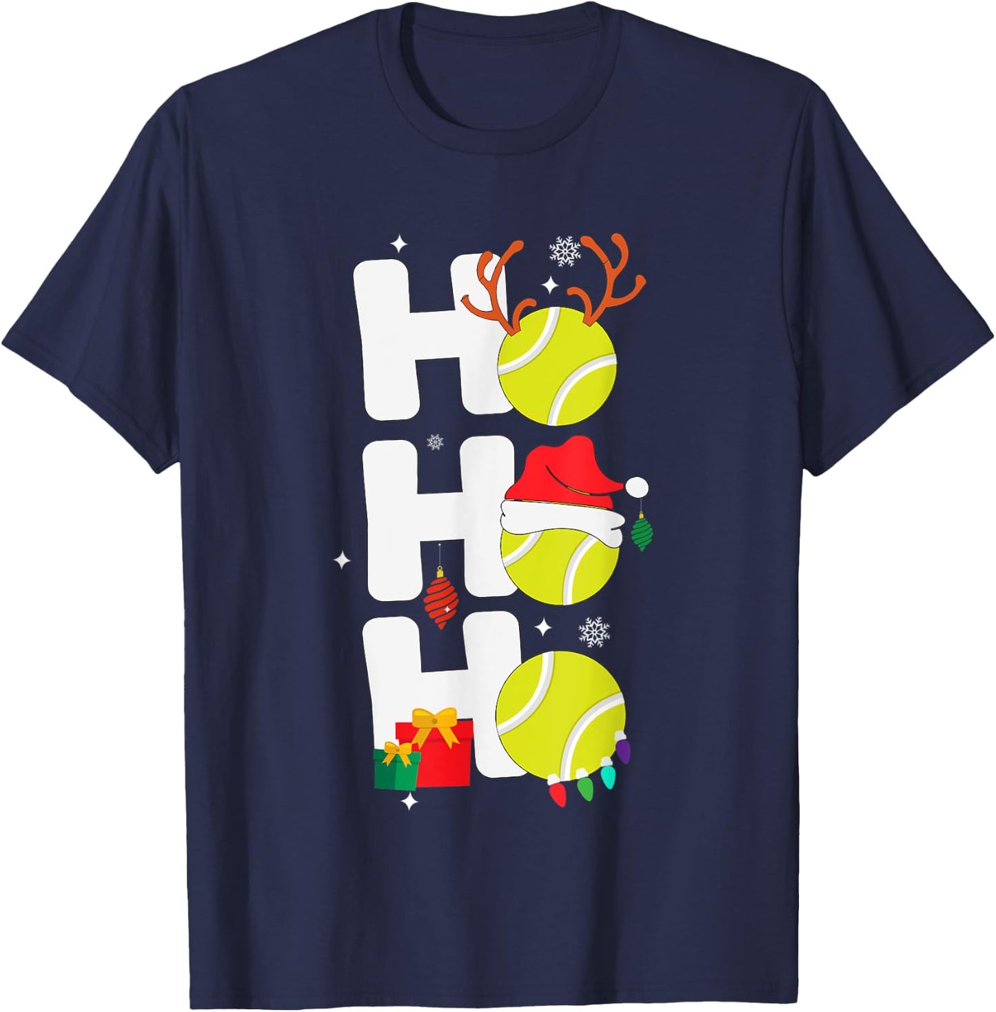 Christmas Funny Ho Ho Ho tennis Santa Lover T-Shirt - T-Shirt | Navy