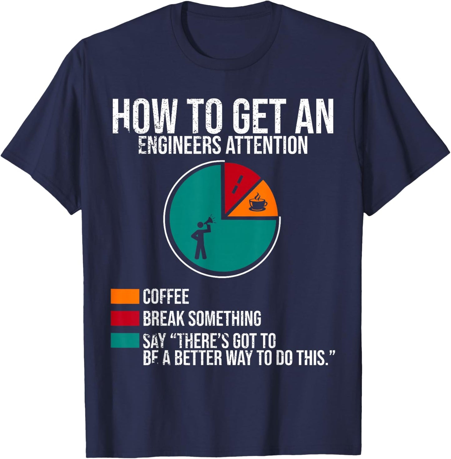 How to Get Engineers Attention Funny Coffee Work Humor T-Shirt - T-Shirt | Navy