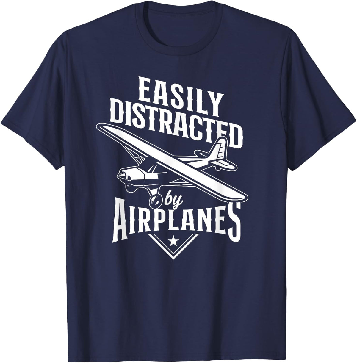 Commercial Aircraft Aviation Plane Pilot HD0 -Adults, -Kids Black Vintage Small Easily Distracted By Airplanes T-Shirt - T-Shirt | Navy