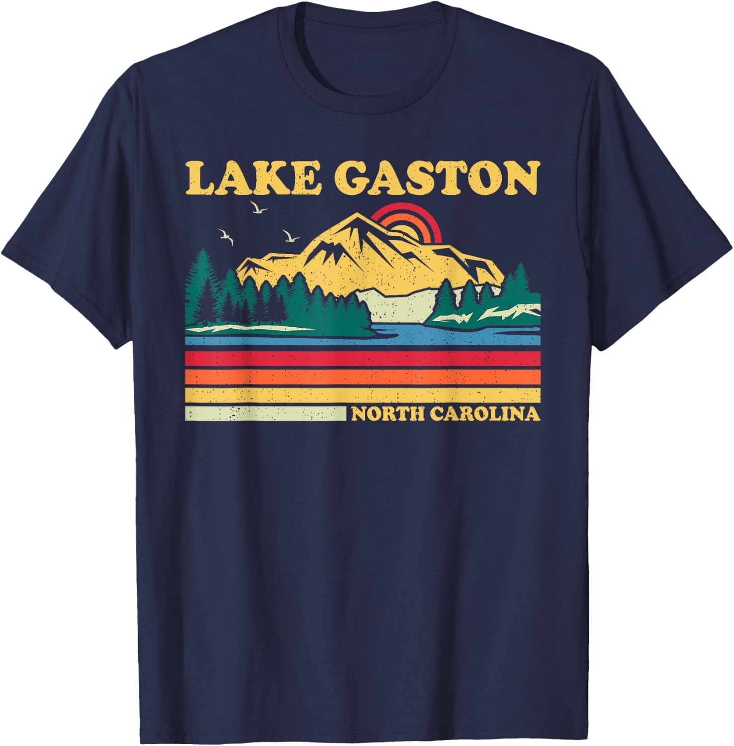 Vintage Retro Family Vacation North Carolina Gaston Lake T-Shirt - T-Shirt | Navy