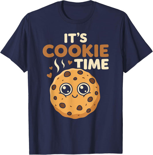 Its Cookie Time Cute Chocolate Chip Cookie Funny Dessert Fun T-Shirt - T-Shirt | Navy