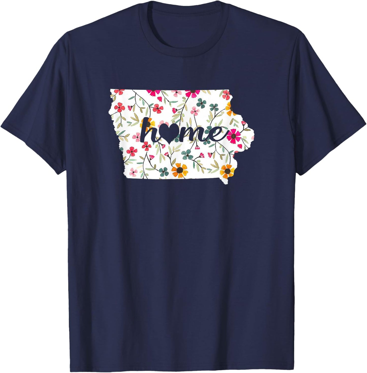 Floral Iowa Home T-Shirt - T-Shirt | Navy