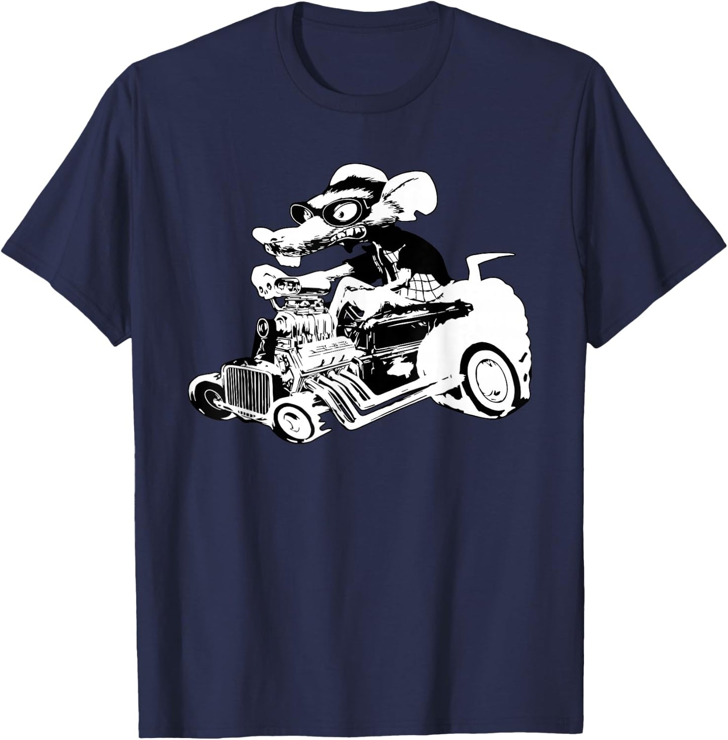 Rat Rod Shirt Rat on top of Hot Rod Gift T-Shirt - T-Shirt | Navy