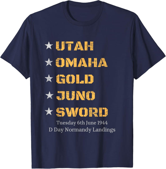 WW2 D Day Beaches World War 2 Army Hero Normandy Landings T-Shirt - T-Shirt | Navy
