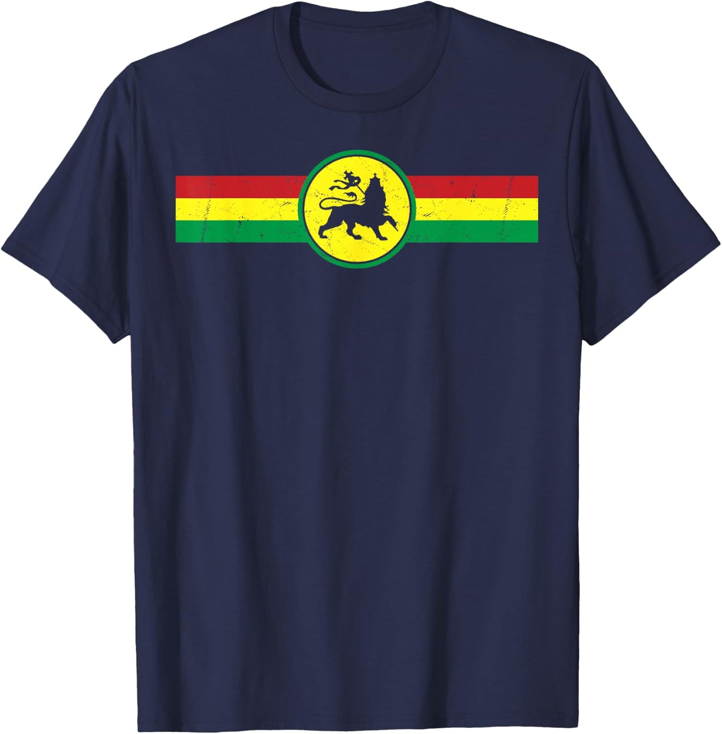 Lion of Judah Juda Rasta Rastafari Reggae T-Shirt - T-Shirt | Navy