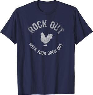 The Sunrise Collective Rock Out With Your Cock Out - Men's Black Small Classic Fit Short Sleeve T-Shirt - T-Shirt | Navy