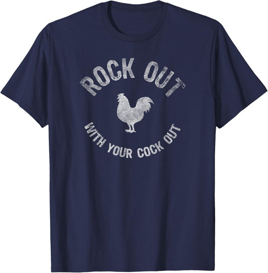 The Sunrise Collective Rock Out With Your Cock Out - Men's Black Small Classic Fit Short Sleeve T-Shirt - T-Shirt | Navy