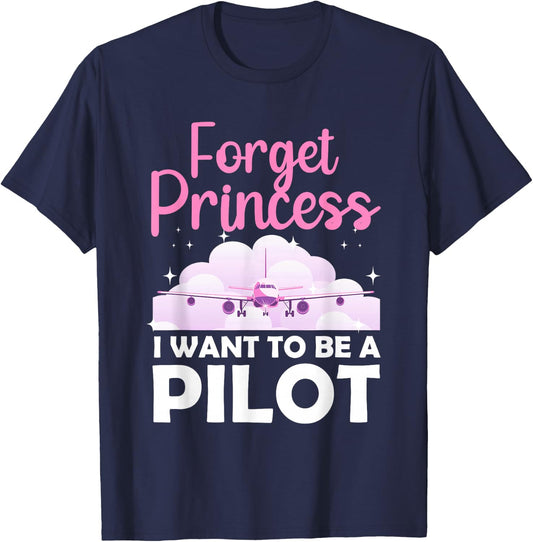 Funny Future Pilot Art Girl Airplane Aviator Plane T-Shirt - T-Shirt | Navy
