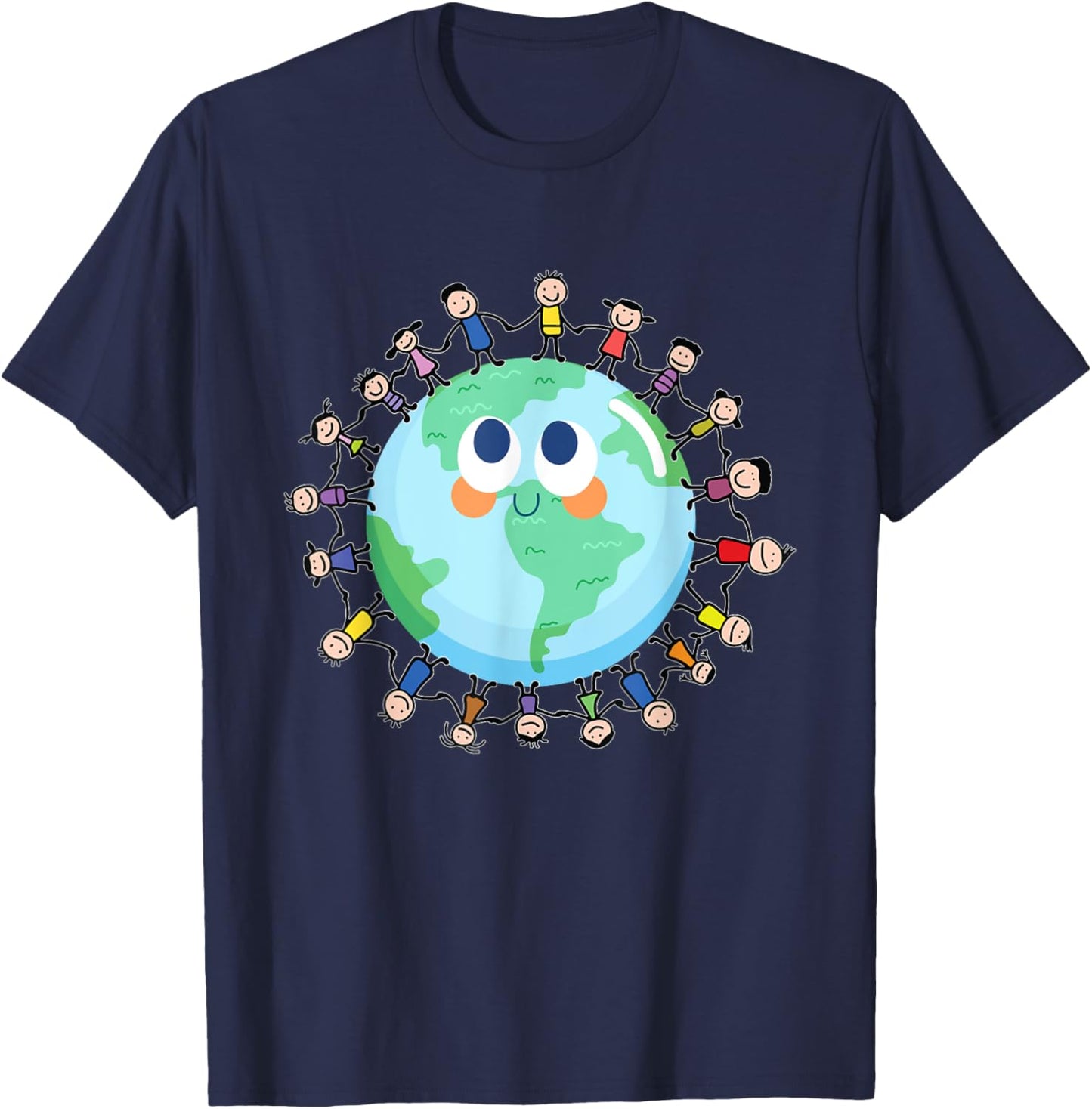 Earth Day Happy Children Around the World - Save The planet T-Shirt - T-Shirt | Navy