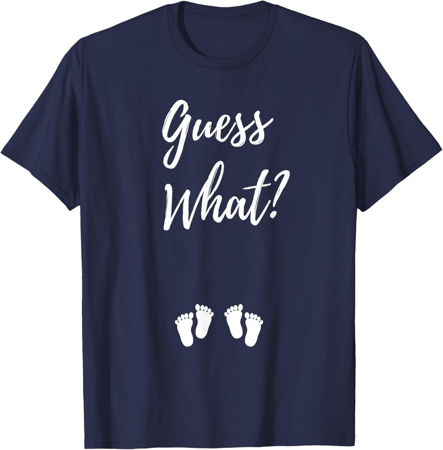 Guess What? Pregnancy Announcement Expecting Mom Twins Baby T-Shirt - T-Shirt | Navy
