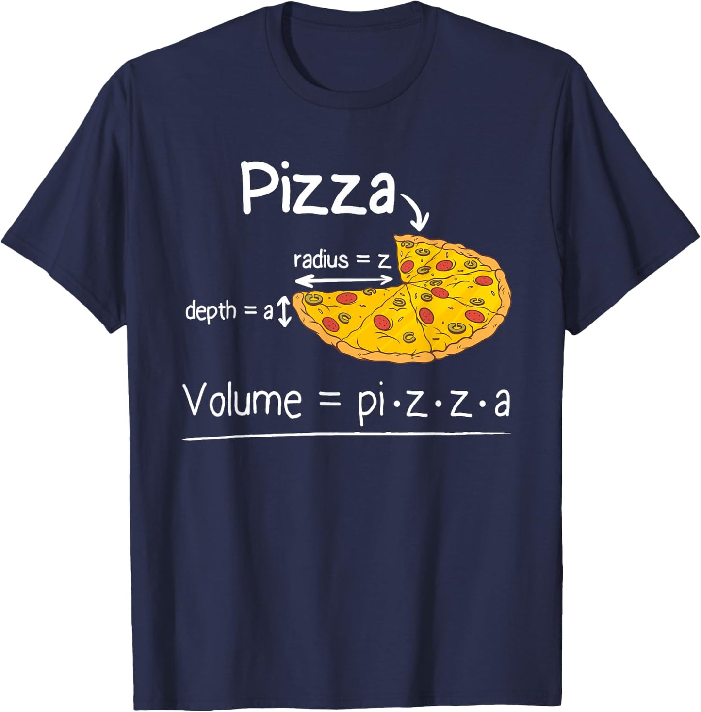 Volume Formula Pizza and Math Meme | Funny Math Teacher Women Girls Kids T-Shirt - T-Shirt | Navy