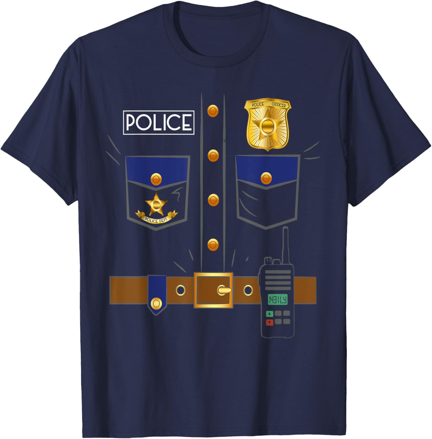 Police Officer Costume Police Costume For Kids Funny Police T-Shirt - T-Shirt | Navy