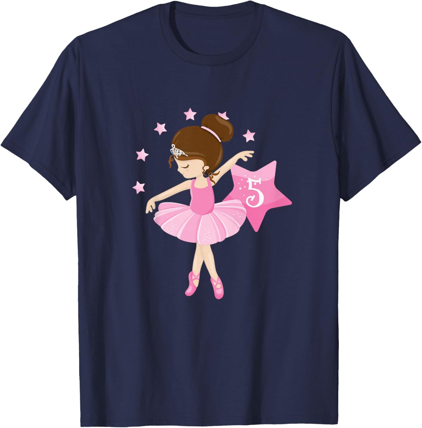 Kids Kids 5th Birthday Ballerina Gift 5 Year Old Girls T-Shirt - T-Shirt | Navy