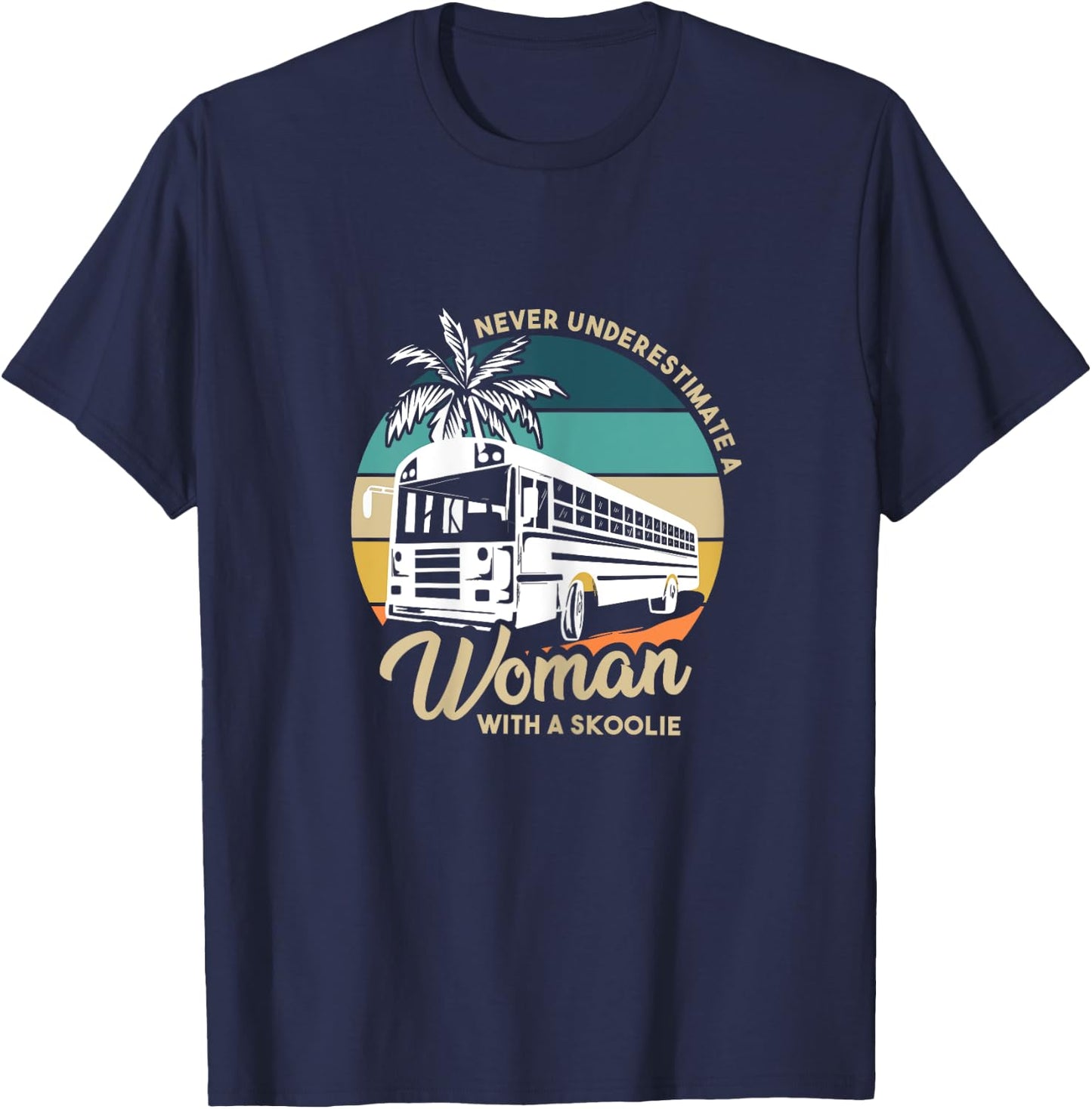 Vintage Camping Bus Design for a Skoolie Owner T-Shirt - T-Shirt | Navy