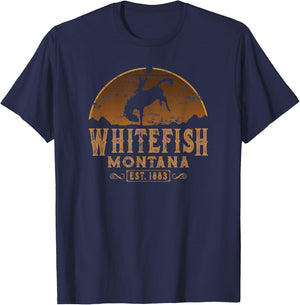 Whitefish Montana MT Wild West Rodeo Cowboy T-Shirt - T-Shirt | Navy