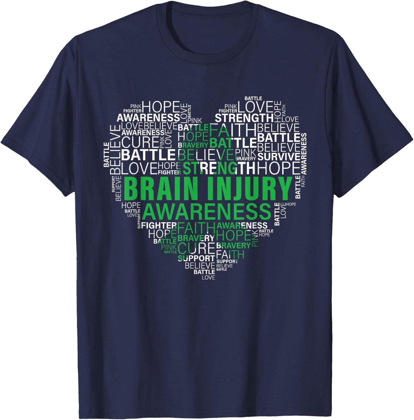 Brain Injury Awareness Fighting Hope Support Strong Warrior T-Shirt - T-Shirt | Navy