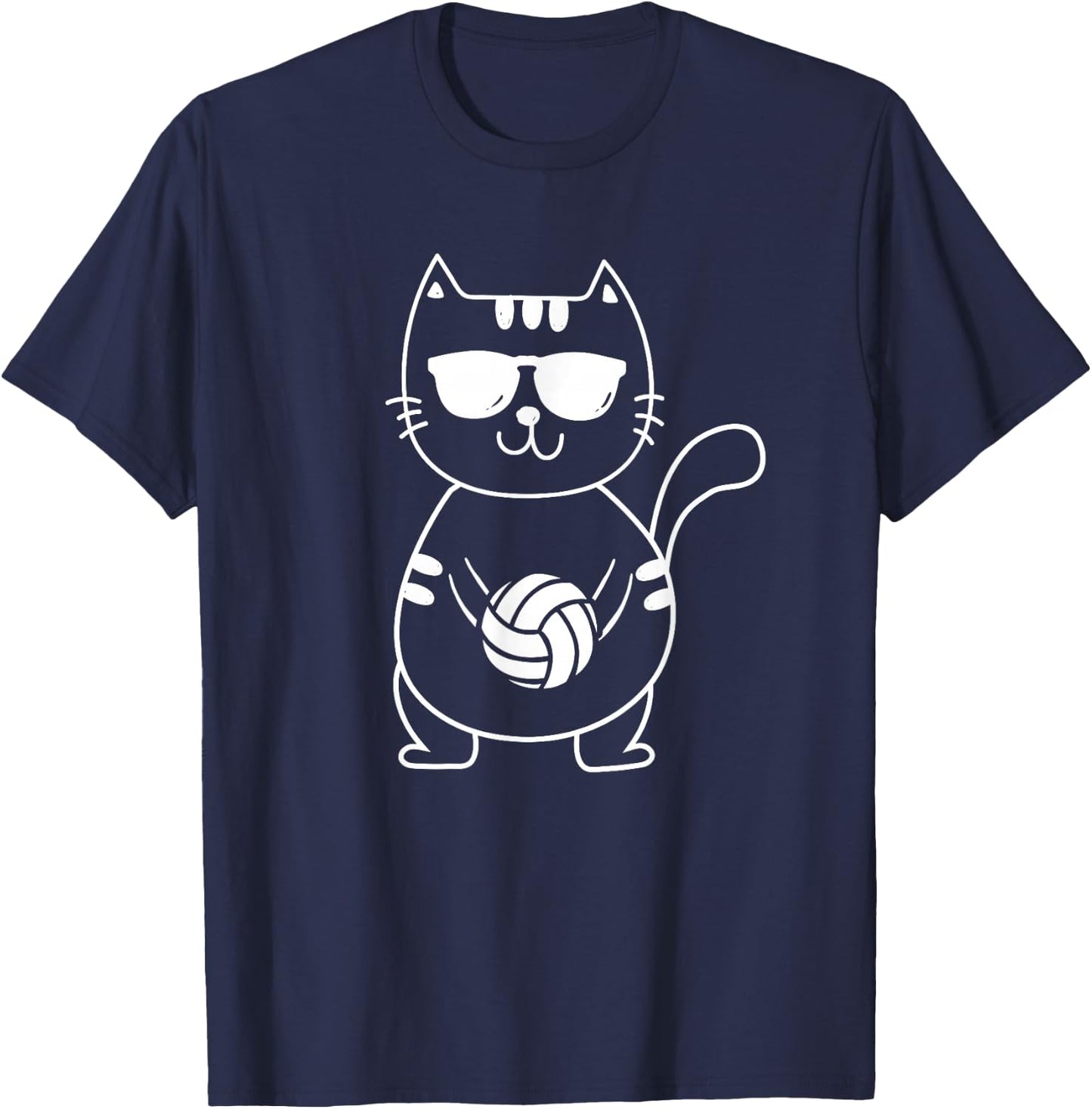 Volleyball Cat - Volleyball Team Beach Volleyball Player Men Women Girls Kids T-Shirt - T-Shirt | Navy