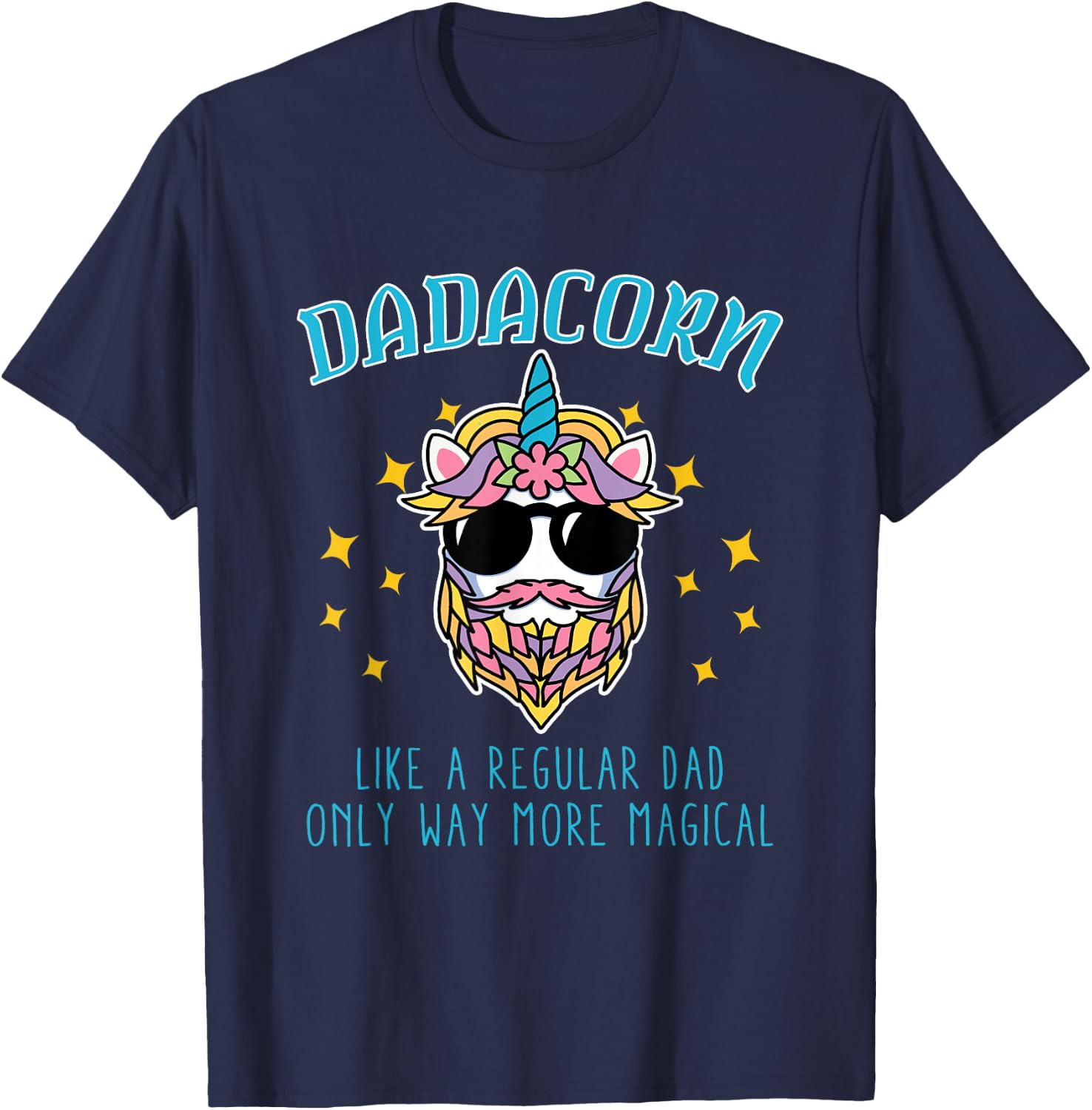 Dadacorn Father's Day Funny Daddy Beard Graphic Dad Unicorn T-Shirt - T-Shirt | Navy