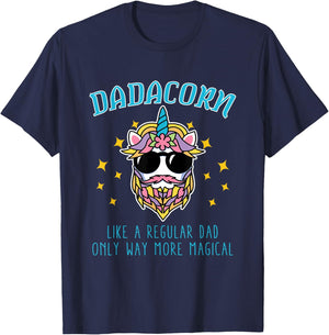 Dadacorn Father's Day Funny Daddy Beard Graphic Dad Unicorn T-Shirt - T-Shirt | Navy