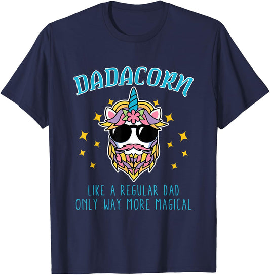 Dadacorn Father's Day Funny Daddy Beard Graphic Dad Unicorn T-Shirt - T-Shirt | Navy