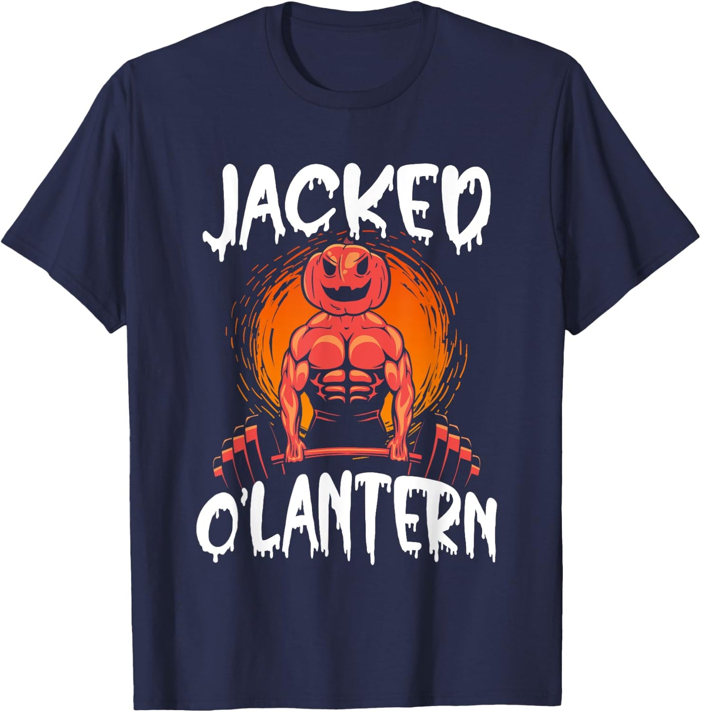 Jacked O Lantern Halloween Weightlifting Muscle Workout T-Shirt - T-Shirt | Navy