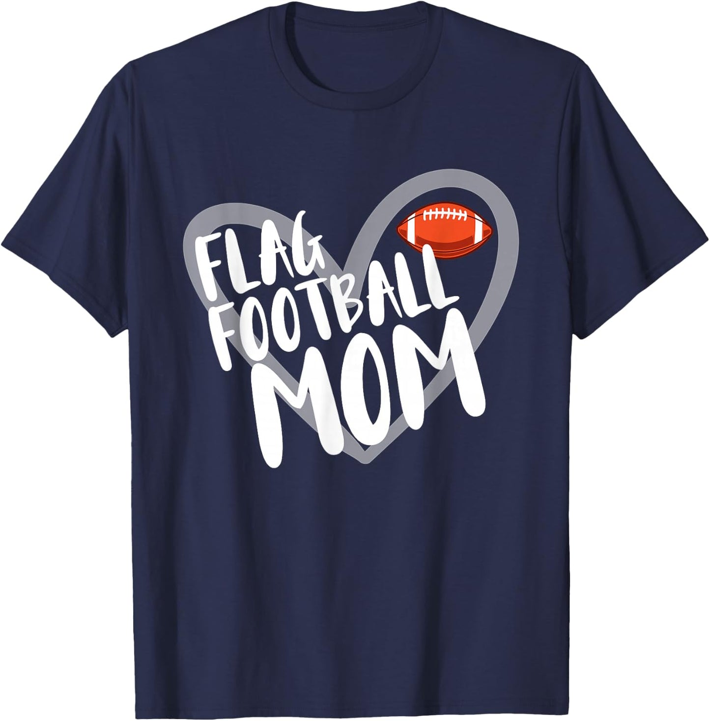 Flag Football Mom Heart T-Shirt - T-Shirt | Navy