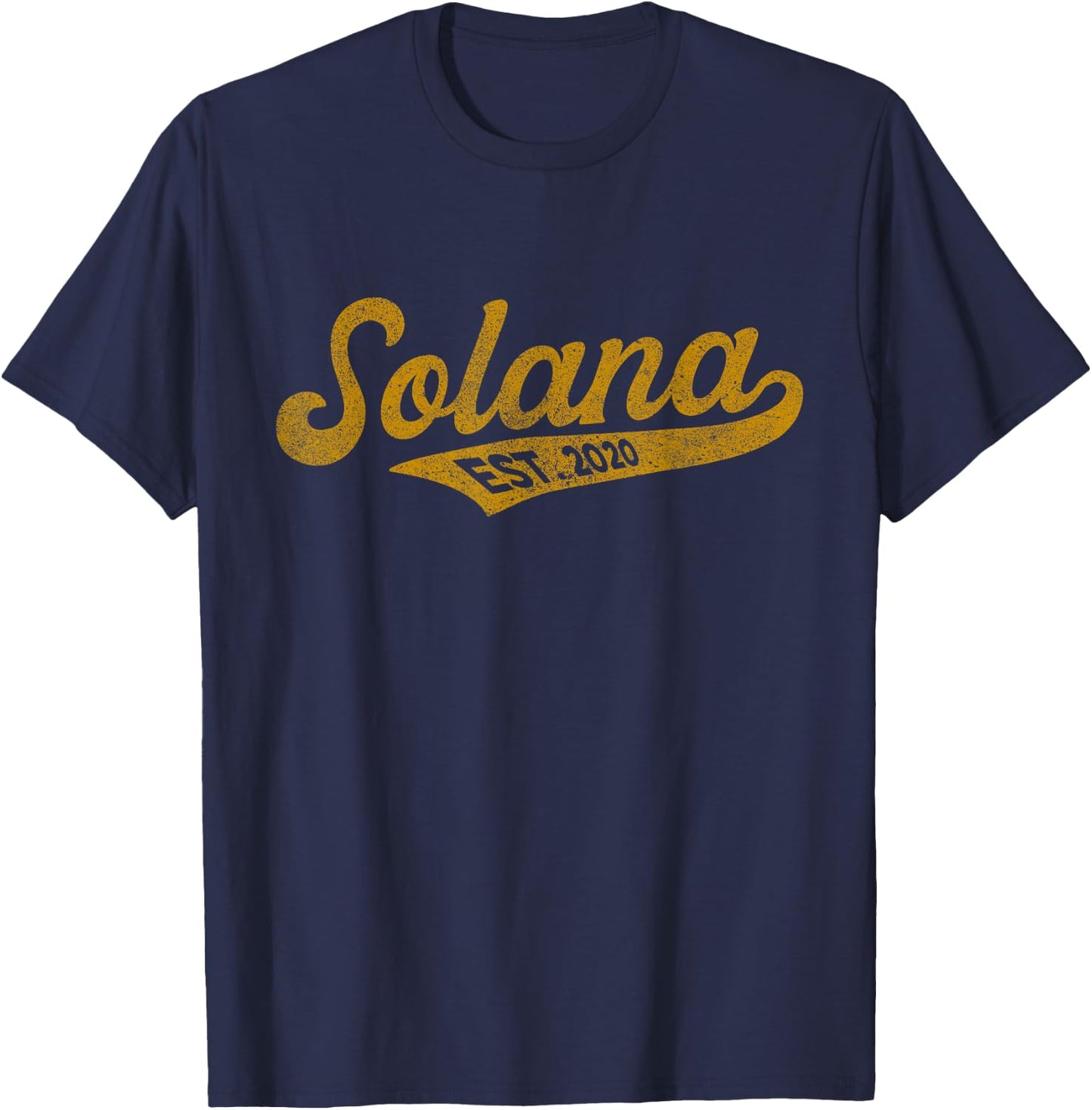 Vintage Solana SOL Script Bold Font | Solana Crypto T-Shirt - T-Shirt | Navy