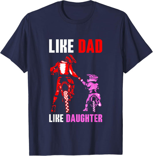 Like Dad Like Daughter - Father and Daughter Motocross T-Shirt - T-Shirt | Navy