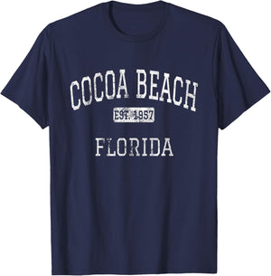 Cocoa Beach Florida FL Vintage T-Shirt - T-Shirt | Navy