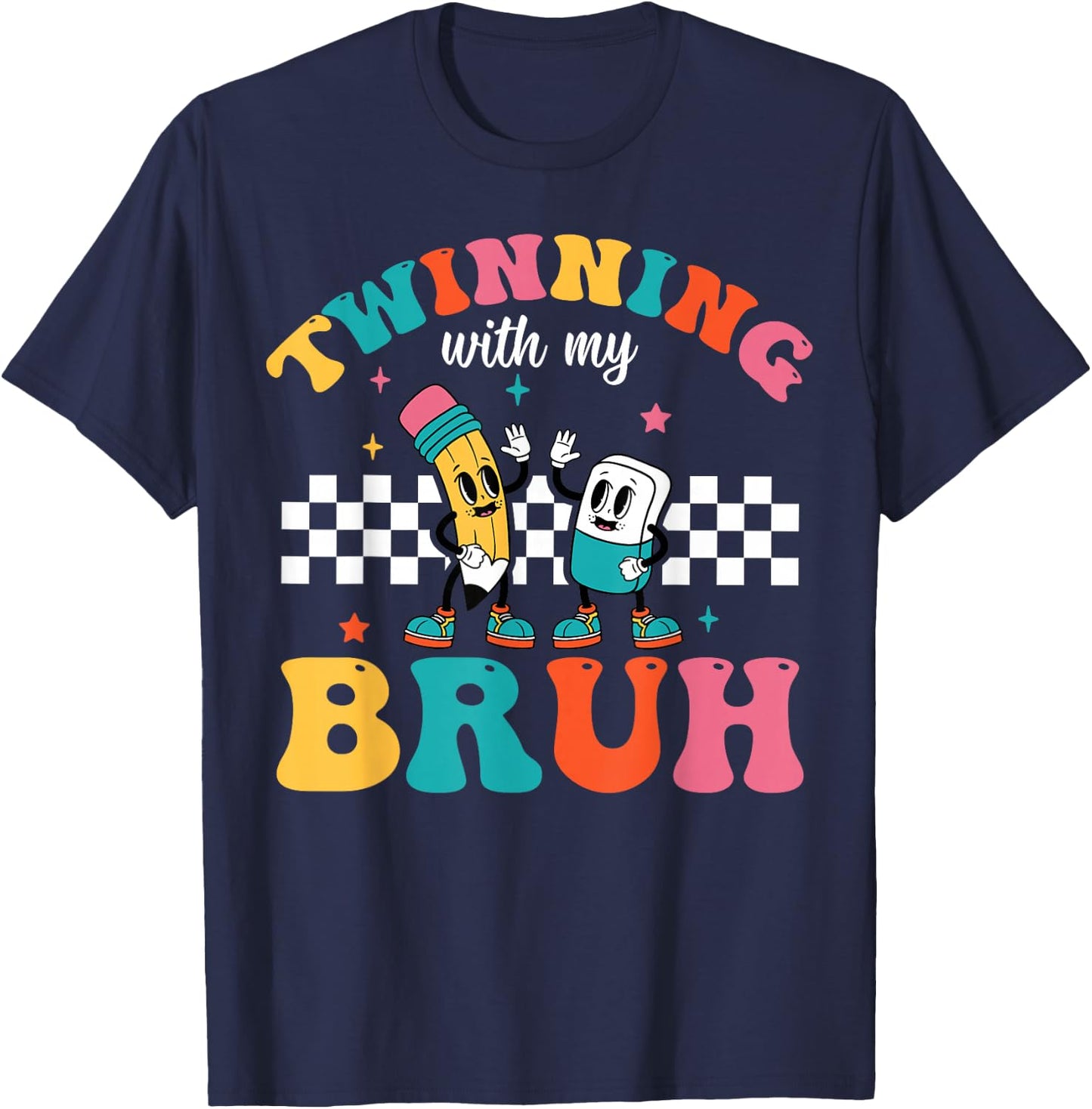 Twinning With My Bestie Kids Boys Funny Twin Day Spirit Week T-Shirt - T-Shirt | Navy