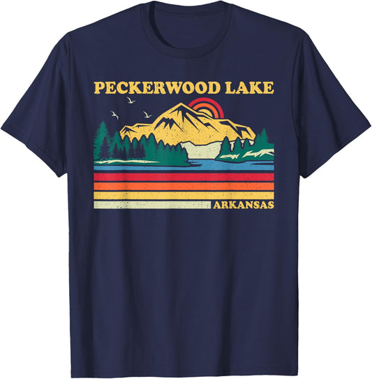 Vintage Retro Family Vacation Arkansas Peckerwood Lake T-Shirt - T-Shirt | Navy