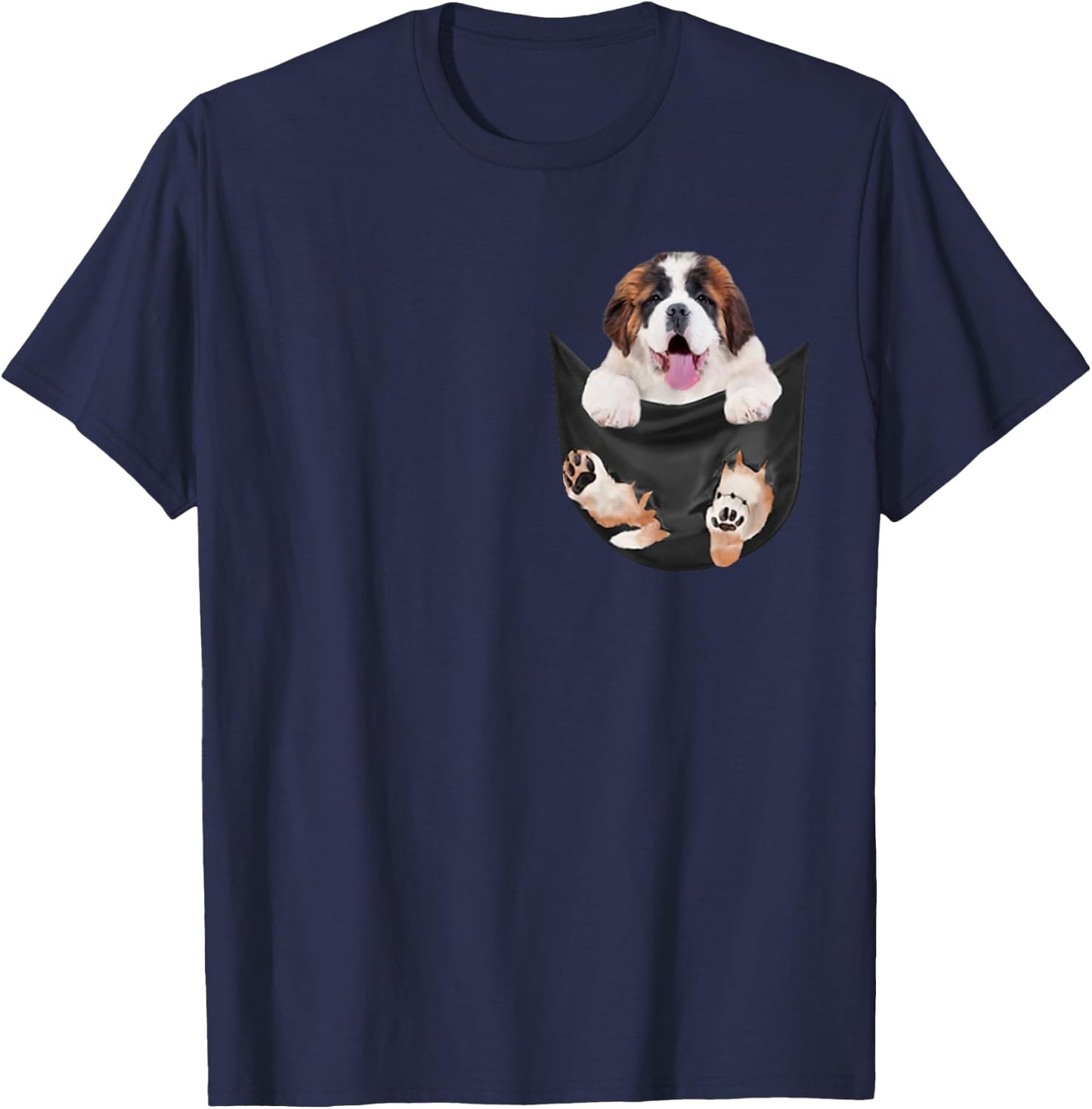 Funny Saint Bernard in Your Pocket for St. Bernard Lovers T-Shirt - T-Shirt | Navy