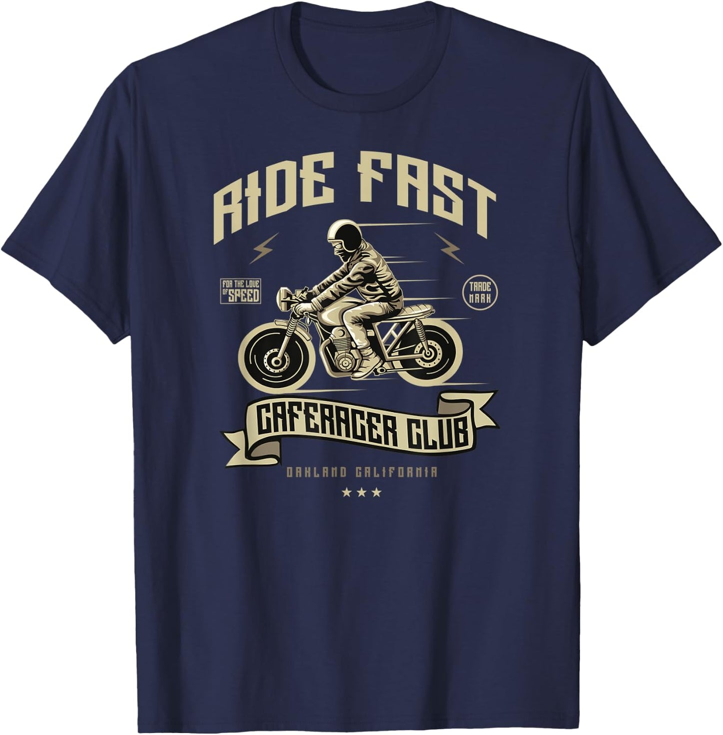 Cafe Racer Gift Ride Fast Cafe Racer Club Vintage T-Shirt - T-Shirt | Navy