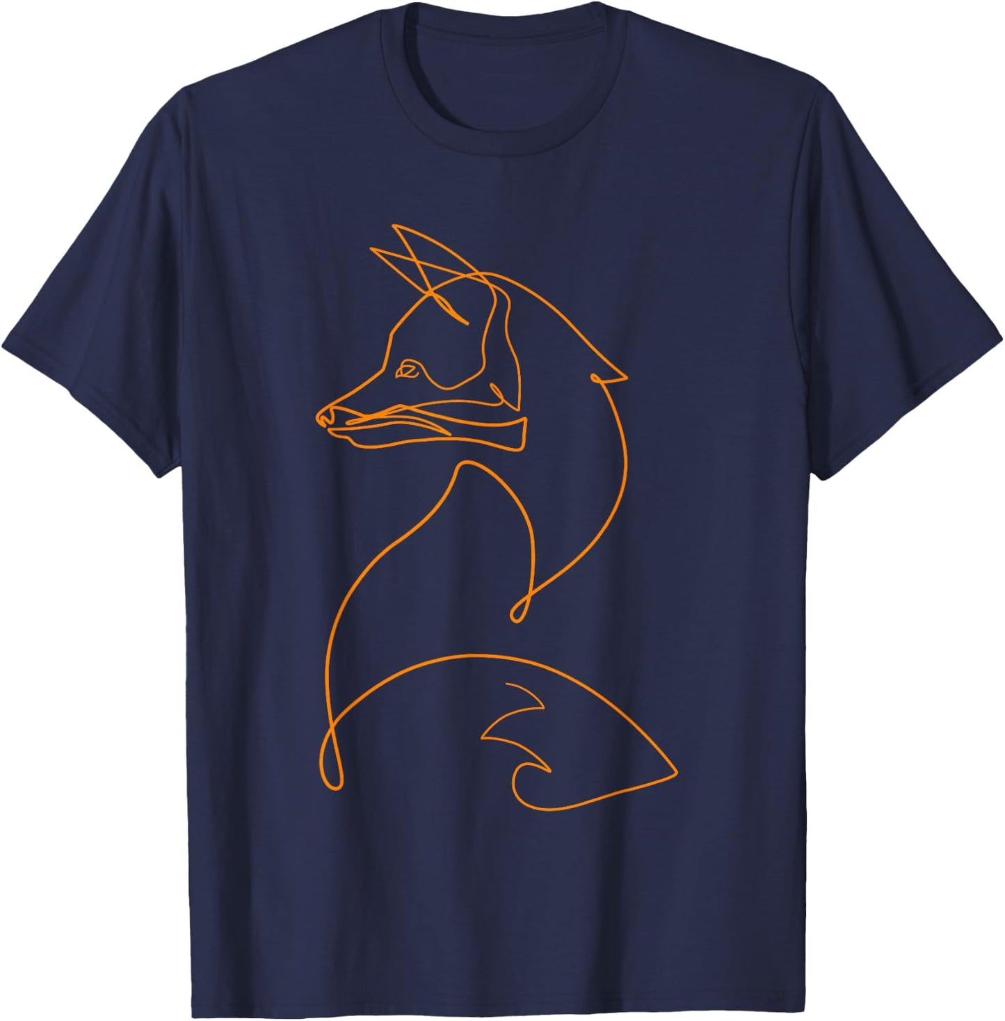 Fox One Line Art Drawing Foxes T-Shirt - T-Shirt | Navy